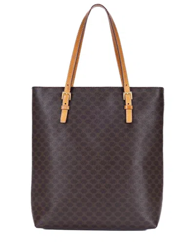 Pre-owned Celine Brown Macadam Coated Canvas Vertical Tote (authentic Pre-loved)