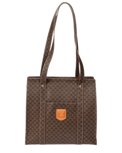 Celine Brown Macadam Coated Canvas Zip Shopping Tote (authentic Pre-loved)