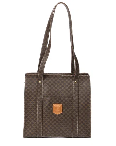 Pre-owned Celine Brown Macadam Coated Canvas Zip Shopping Tote (authentic Pre-loved)