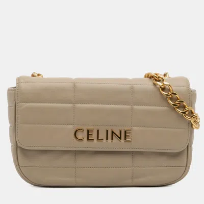 Pre-owned Celine Brown Matelasse Goatskin Monochrome Chain Shoulder Bag