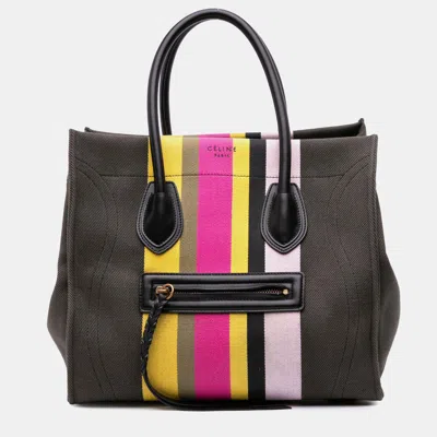 Pre-owned Celine Brown Medium Canvas Striped Phantom Luggage Tote