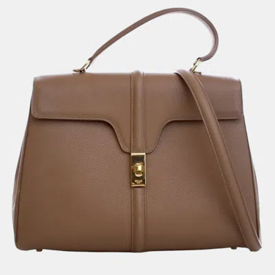 Pre-owned Celine Brown Medium Leather Classique 16 Top Handle Bag