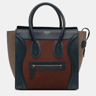 Pre-owned Celine Brown Micro Suede Tricolor Luggage Tote