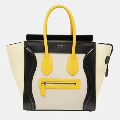 Pre-owned Celine Brown Micro Tricolor Canvas And Leather Luggage Tote