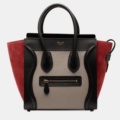 Pre-owned Celine Brown Micro Tricolor Leather Luggage Tote