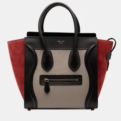 Pre-owned Celine Brown Micro Tricolor Leather Luggage Tote