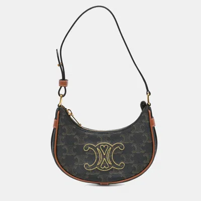 Pre-owned Celine Brown Mini Triomphe Coated Canvas Ava Shoulder Bag