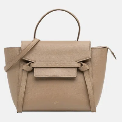 Pre-owned Celine Brown Nano Grained Calfskin Belt Bag