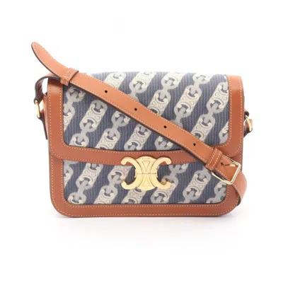 Pre-owned Celine Brown Navy Denim Leather Shoulder Bag ()