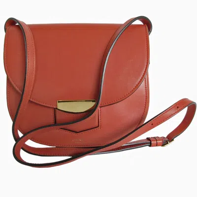 Pre-owned Celine Brown Orange Leather Shoulder Bag () In Brown, Orange