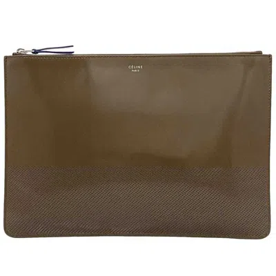 Pre-owned Celine Brown Patent Leather Clutch Bag Pouch ()