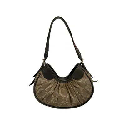 Pre-owned Celine Brown Pink Leather Canvas Handbag Tote Bag () In Multi