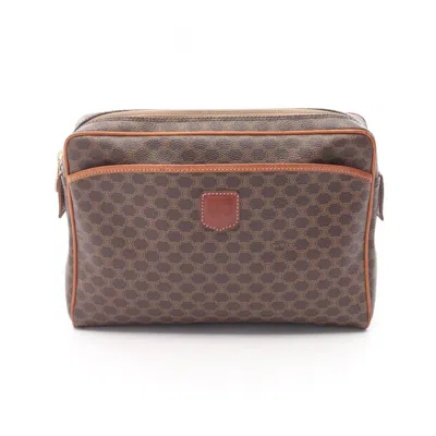 Pre-owned Celine Brown Pvc Coated Canvas Leather Clutch Bag ()