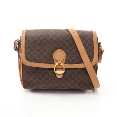 Pre-owned Celine Brown Pvc Coated Canvas Leather Shoulder Bag ()