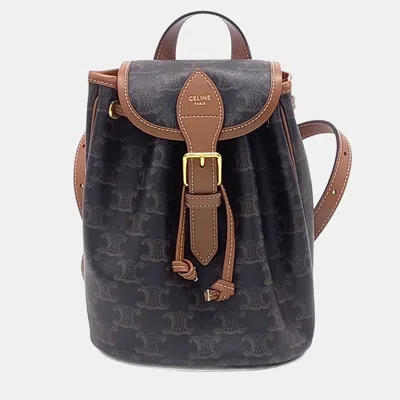 Pre-owned Celine Brown Pvc Folco Mini Backpack