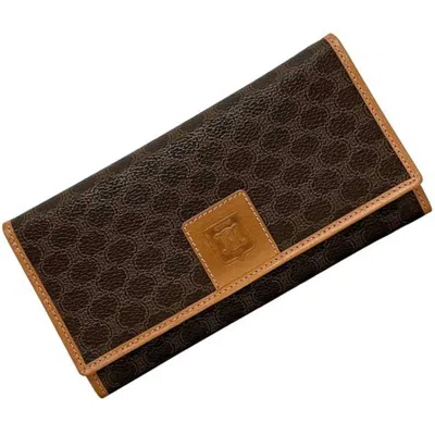 Pre-owned Celine Brown Pvc Leather Long Wallet (bi-fold) ()