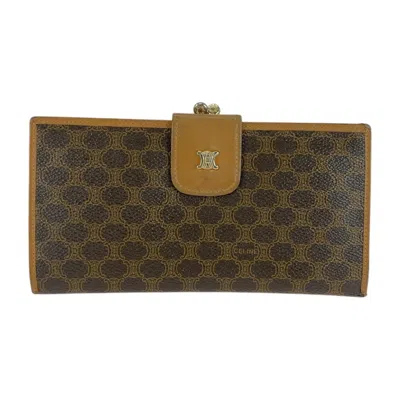 Pre-owned Celine Brown Pvc Leather Long Wallet (bi-fold) ()