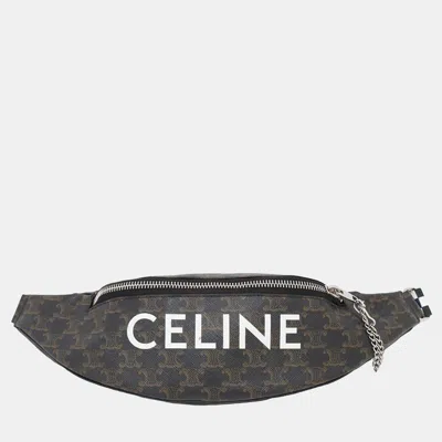 Pre-owned Celine Brown Pvc Leather Triomphe Logo Crossbody Bag