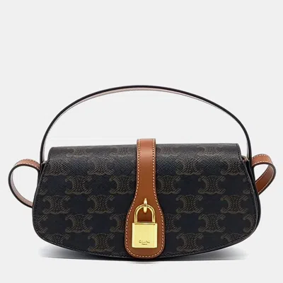 Pre-owned Celine Brown Pvc Taboo Clutch On Strap