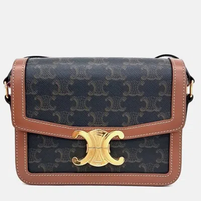 Pre-owned Celine Brown Pvc Triumph Bag Tin
