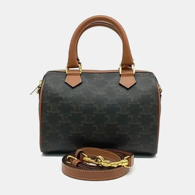 Pre-owned Celine Brown Pvc Triumph Boston Bag Small