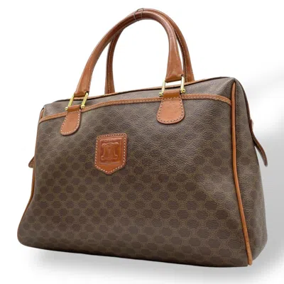 Pre-owned Celine Brown Red Color Pvc Leather Boston Bag Handbag ()