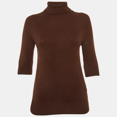 Pre-owned Celine Brown Rib Knit Turtle Neck Sweater M