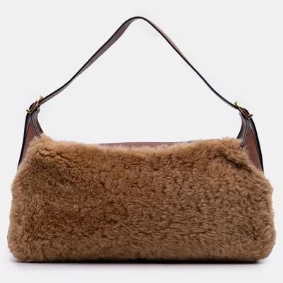 Pre-owned Celine Brown Shearling And Leather Romy Shoulder Bag