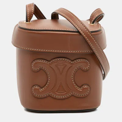 Pre-owned Celine Brown Small Calfskin Cuir Triomphe Box Bag