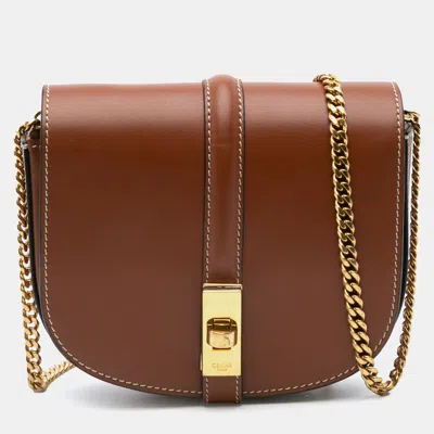 Pre-owned Celine Brown Small Leather Besace 16 Wallet On Chain