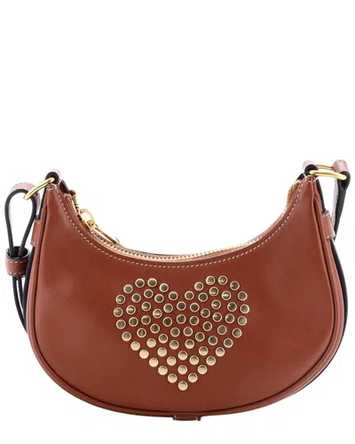Celine Brown Studded Leather Heart Studded Ava Bag