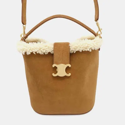 Pre-owned Celine Brown Suede Shearling Medium Louise Bag