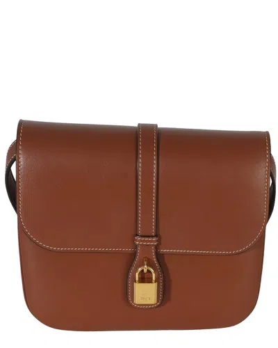 Pre-owned Celine Brown; Tan Leather Tabou Medium Flap Bag (authentic Pre-loved)