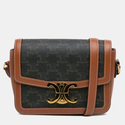 Pre-owned Celine Brown Teen Coated Canvas Triomphe Crossbody