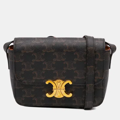 Pre-owned Celine Brown Teen Triomphe Coated Canvas Triomphe Crossbody