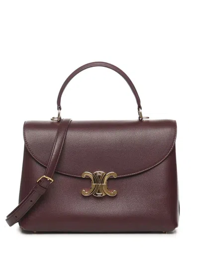 Celine Brown Tote Bag In Red