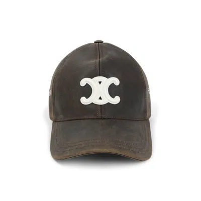 Celine Brown Triomphe Calf Leather Hat