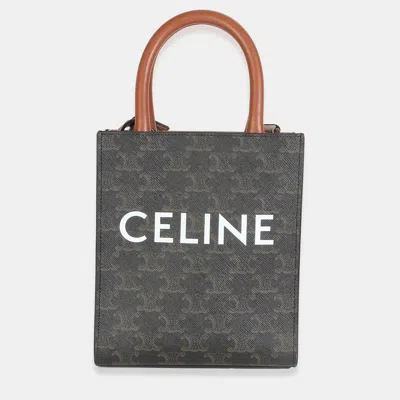 Pre-owned Celine Brown Triomphe Canvas Mini Vertical Cabas