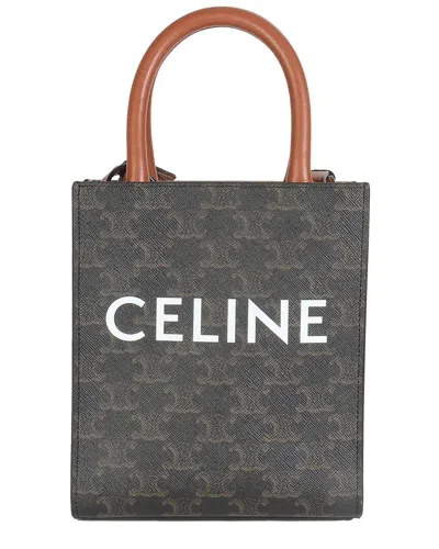 Celine Brown Triomphe Canvas Mini Vertical Cabas (authentic Pre-loved) In Black
