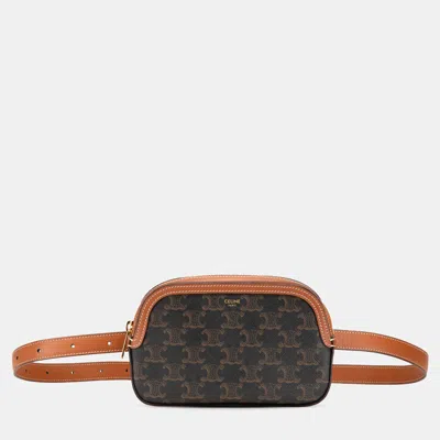 Pre-owned Celine Brown Triomphe Coated Canvas Belt Bag