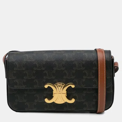 Pre-owned Celine Brown Triomphe Coated Canvas Claude Shoulder Bag