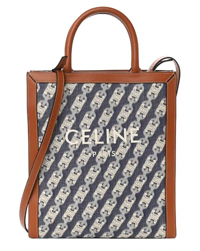 Celine Brown Triomphe Coated Canvas Maillon Triomphe Small Vertical Cabas  (authentic Pre-loved)