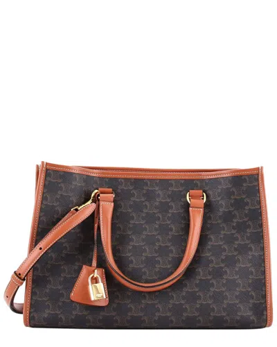 Pre-owned Celine Brown Triomphe Macadam Coated Canvas Horizontal Cabas Tote (authentic  Pre-loved)