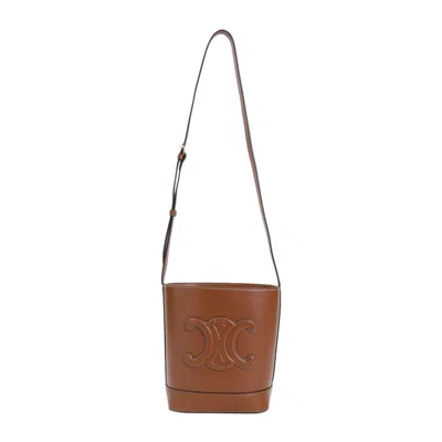 Celine Brown Triomphe Small Bucket Bag