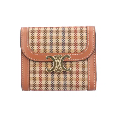 Pre-owned Celine Brown Tweed Wallet (tri-fold) ()