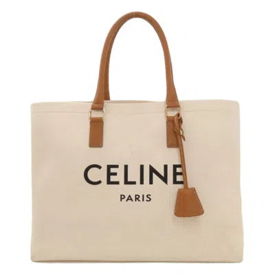 Pre-owned Celine Brown White Canvas Tote Bag () In Multi