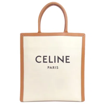 Pre-owned Celine Brown White Canvas Tote Bag () In Multi