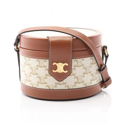 Pre-owned Celine Brown White Coated Canvas Leather Shoulder Bag () In Multi
