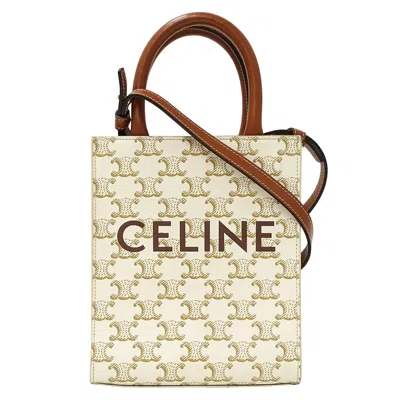 Pre-owned Celine Brown White Handbag Shoulder Bag () In Multi