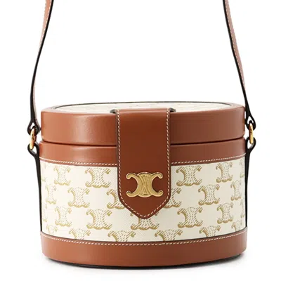 Pre-owned Celine Brown White Leather Pvc Handbag Shoulder Bag () In Multi